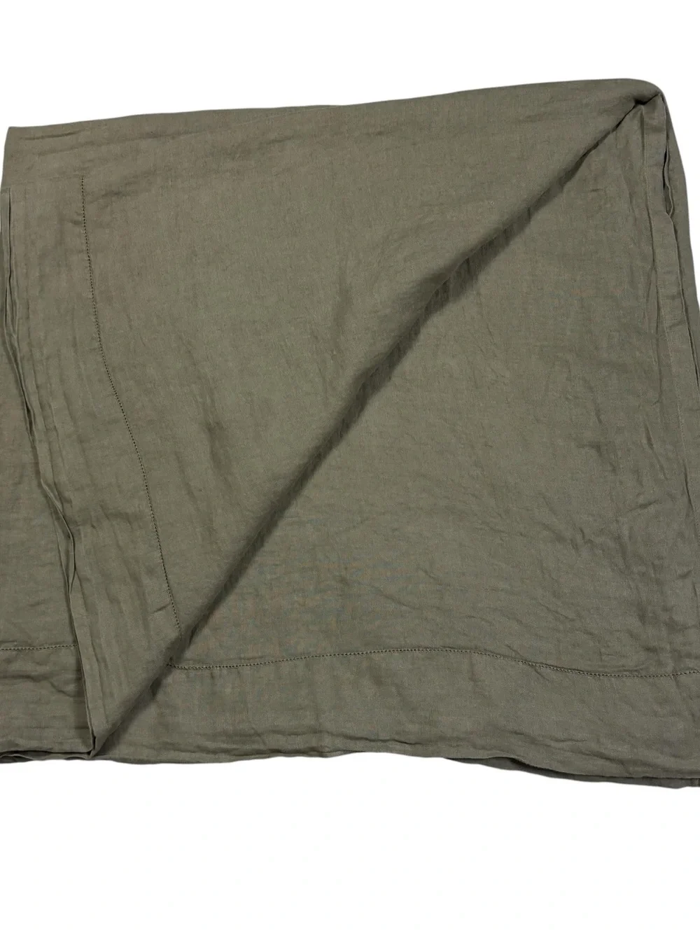 The Citizenry 100% French Linen Stonewashed Flat Olive Green Sheet King